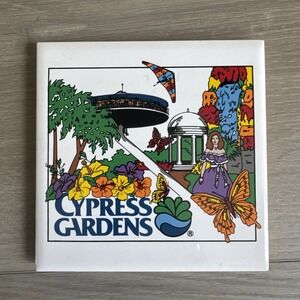 Vintage RARE CYPRESS GARDENS FLORIDA‎ Ceramic Coaster